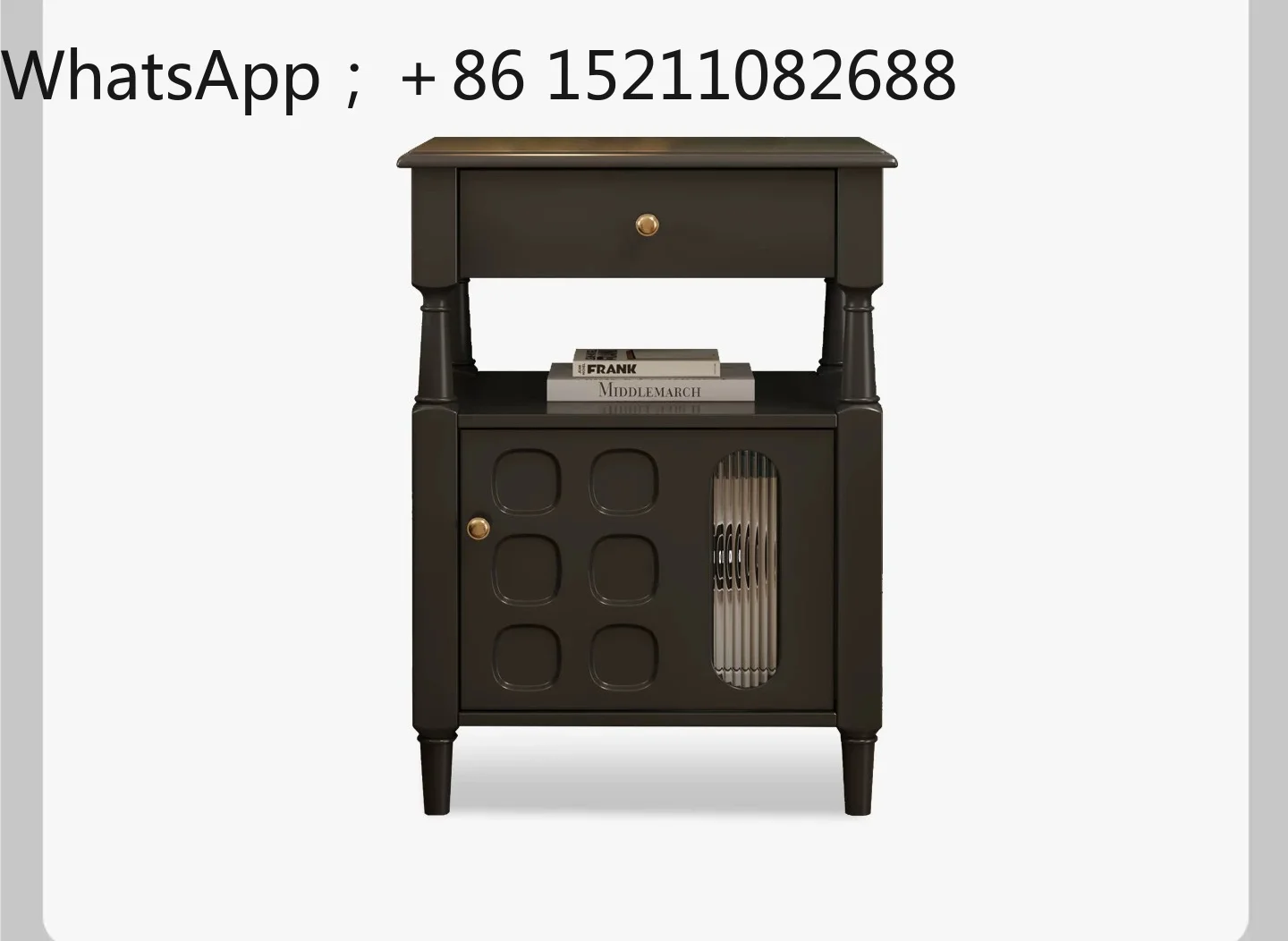 LLY black retro bedside table safe integrated home anti-theft bedroom bedside alternative safe