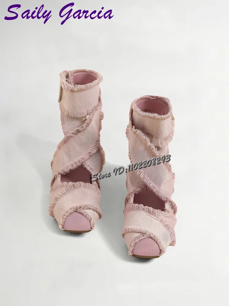 

Розовые балетки с перекрестной завязкой и кисточками, квадратный носок, неглубокий ремень с пряжкой, модная женская уличная повседневная обувь Мэри Джейн, 2025 г.