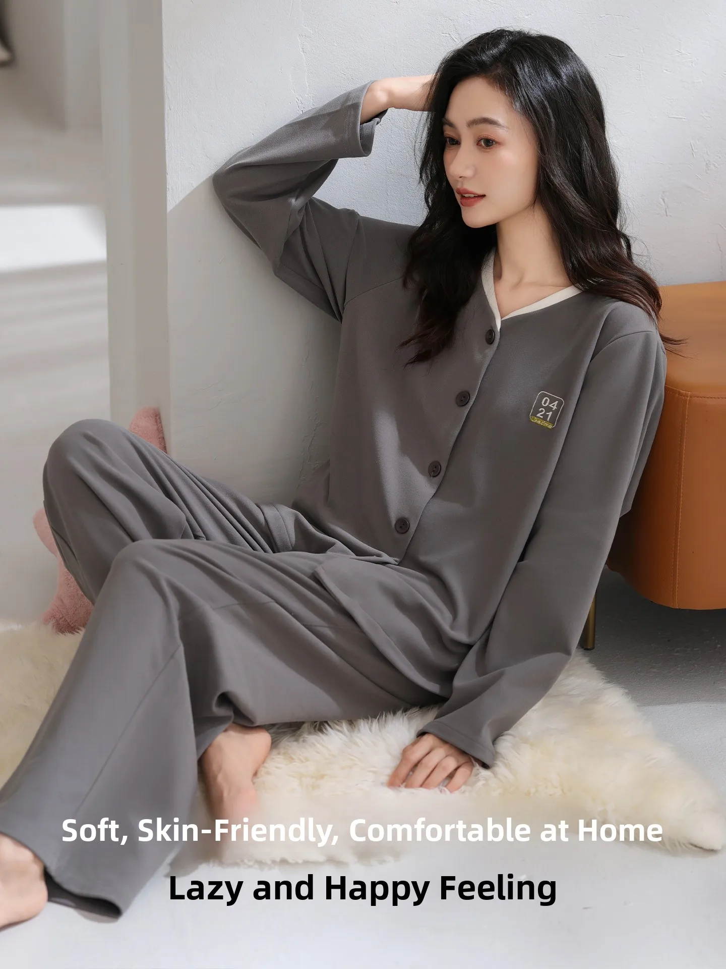 Ladies Velvet Sleepwear Long Sleeve Double Sided Flocking Sensation Home Clothes Warm Winter New Arrival Casual Style V Neck