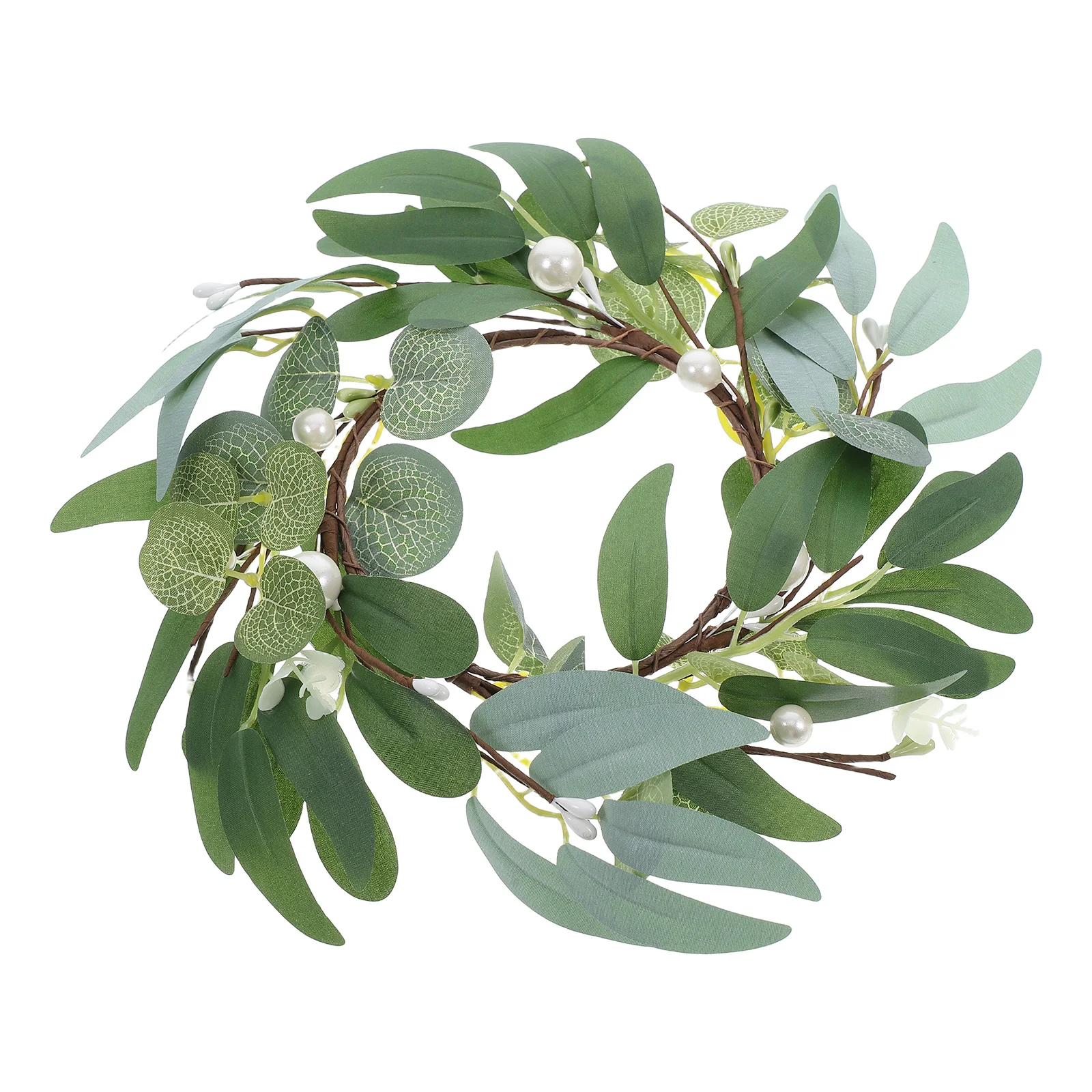 Artificial Eucalyptus Pearl Home Decor Wedding Centerpiece Tabletop Green Spring C leholder Taper C Wreath Mini