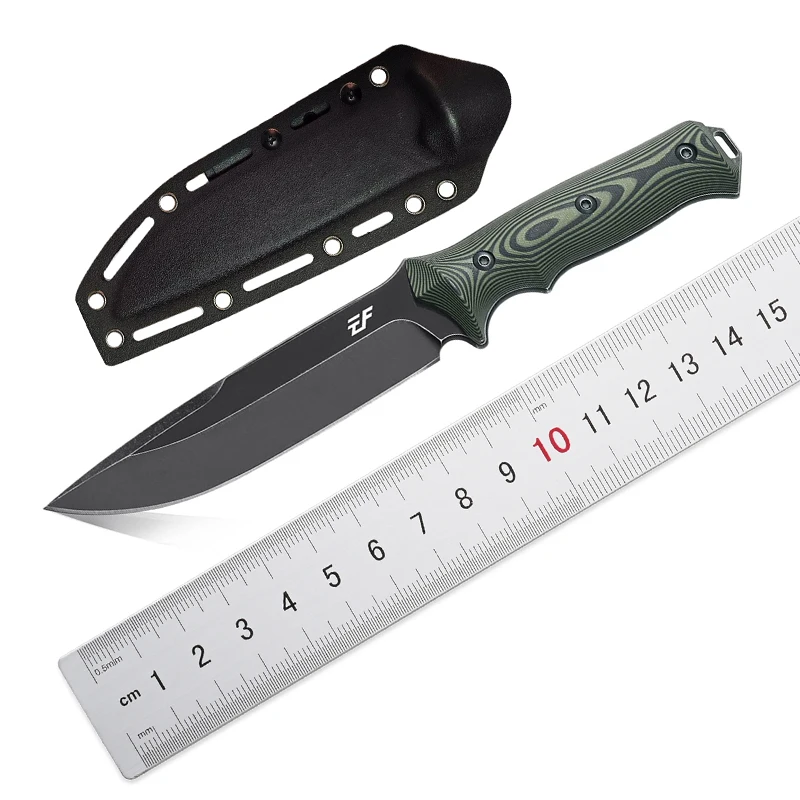 

Eafengrow EF128 Fixed Blade Knife DC53 Steel Blade, G10 Handle Full Tang Fixed Straight Knives for Working Camping Hunting
