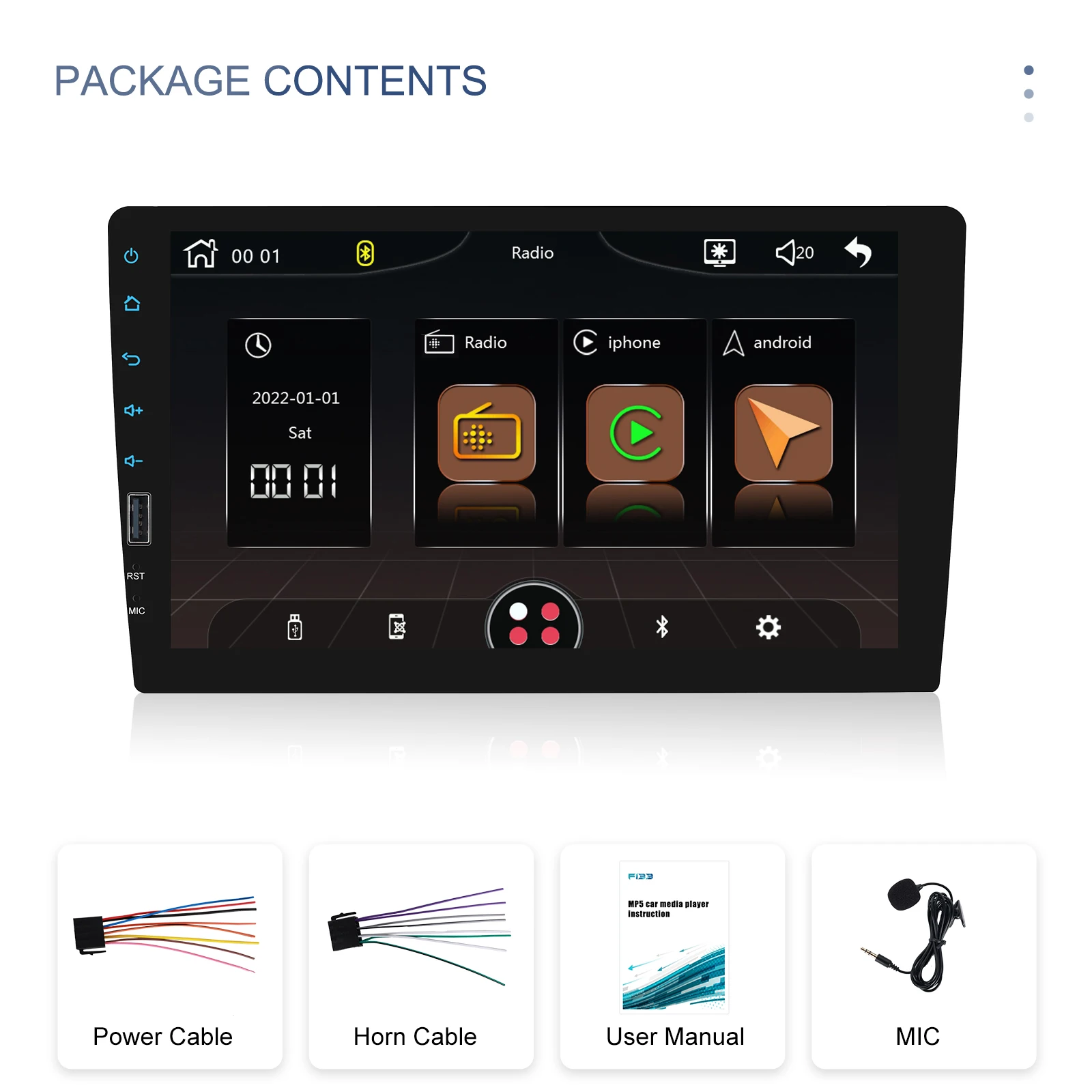 Camecho 1Din Autoradio Universele 9 "Touchscreen Autoradio Draadloze Android Auto Carplay Bluetooth FM Radio Ontvanger Mirrrorlink