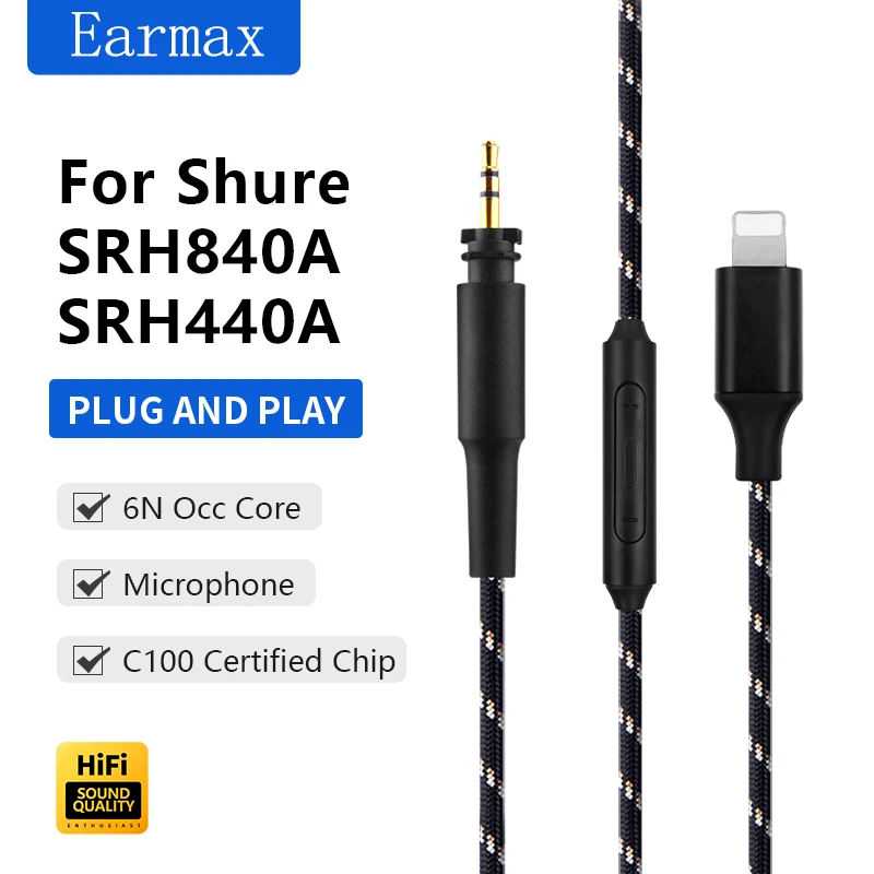 

For SRH840A SRH440A SRH750DJ Philips SHP9000 Earphones Replaceable Lightning to SRH840A Upgrade Cable