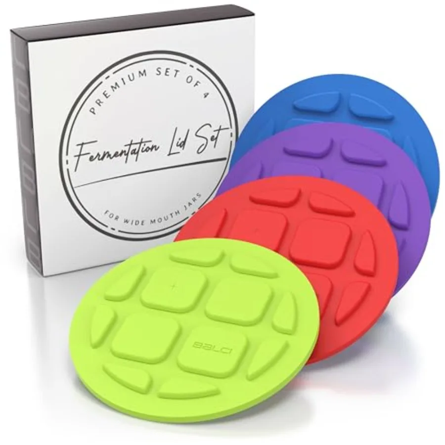 

Крышки для ферментации для банок Mason с широким горлышком — односторонний безводный предохранительный клапан — силиконовые крышки с самовыравнивающейся крышкой без BPA, 4 шт., синие Re