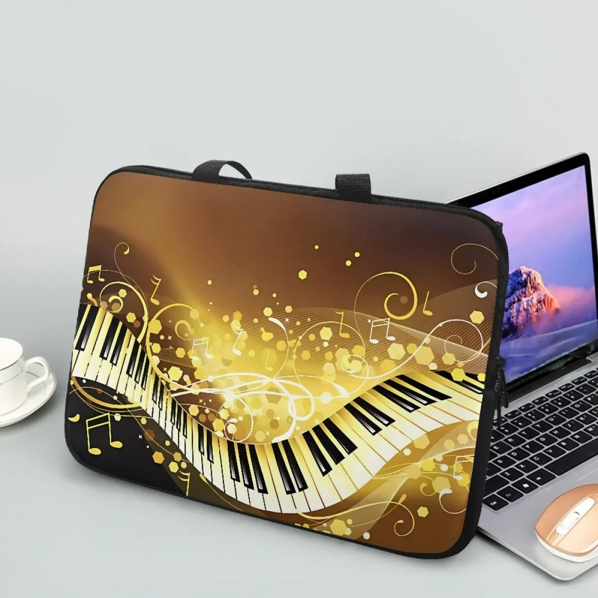 

Music Piano Gold Luxury Design Briefcase Adult Girls Portable Computer Notebook Cover Laptop Bag Case With Handle Female Gift