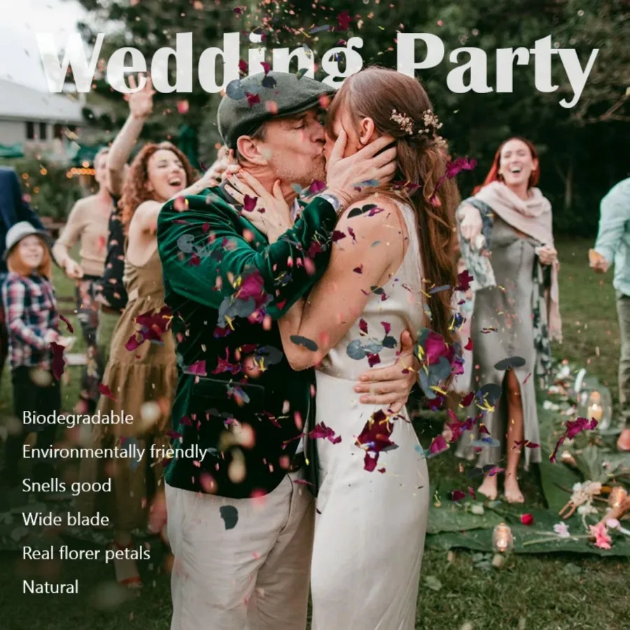 2 QT Roses séchées et feuilles d'eucalyptus mélange de pétales 20 + tasses de confettis biodégradables naturels contenant des chrysanthèmes au jasmin