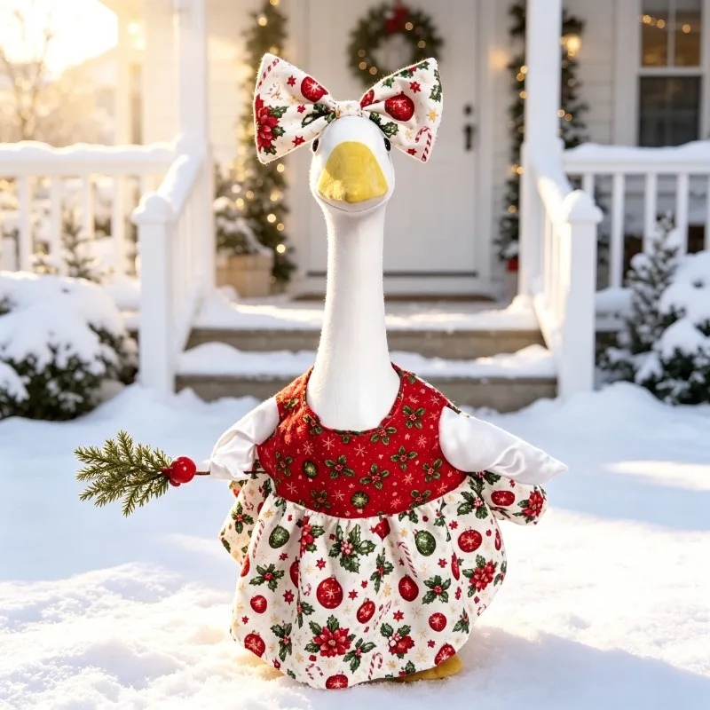 23 Inch Porch Goose Christmas Dress Halloween Funny Costume for Goose Statue Yard Garden Party Decoration,Without Goose
