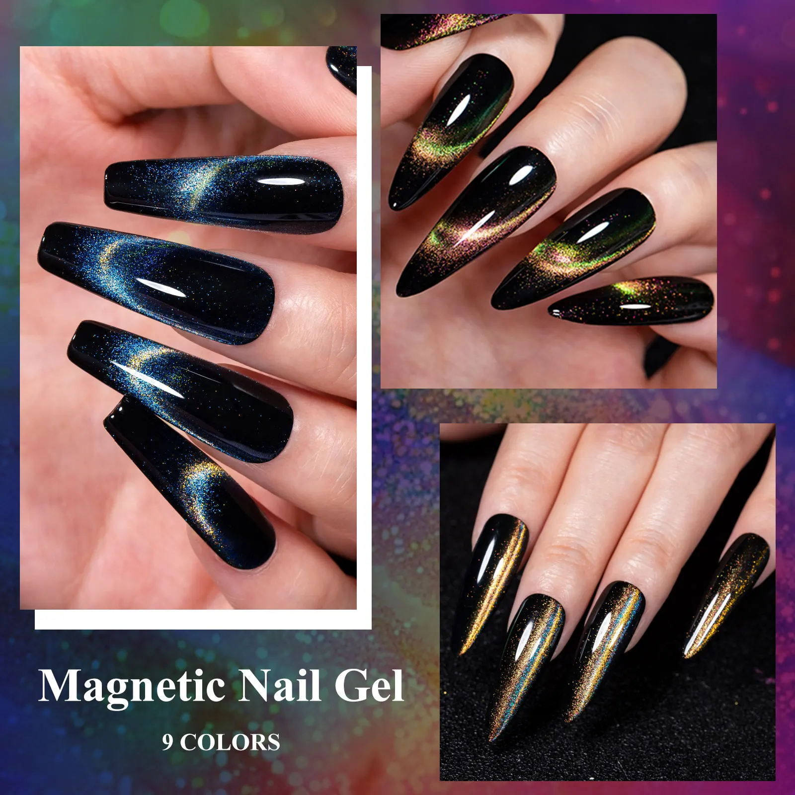 12 قطعة 9D قوس قزح القط المغناطيسي هلام مسمار مجموعة طلاء الأظافر غالاكسي بريق تأثير شبه دائم نقع قبالة UV هلام الورنيش قاعدة معطف فوقي DIY بها بنفسك