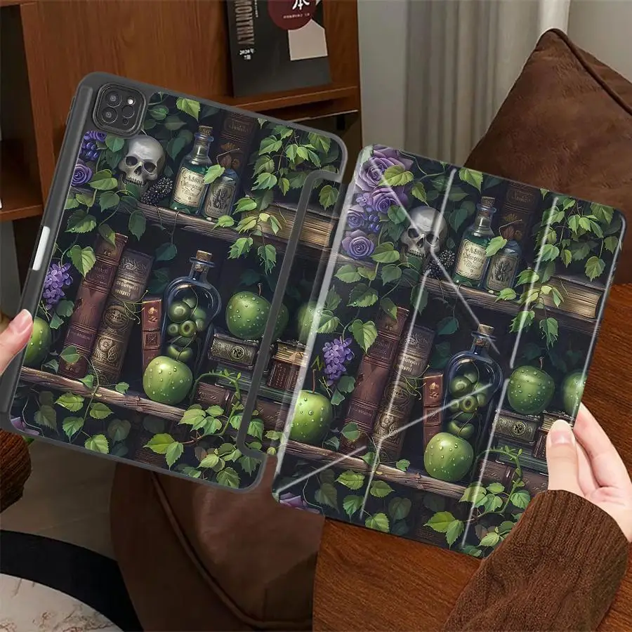 Cartoon Skull Bookshelf Tablet Case For iPad Pro 11th 10th 9th 8th 7th 12.9inch Mini 6 7 Pro 2025 Air 4 5 M3 M2 M4 11inch Holder