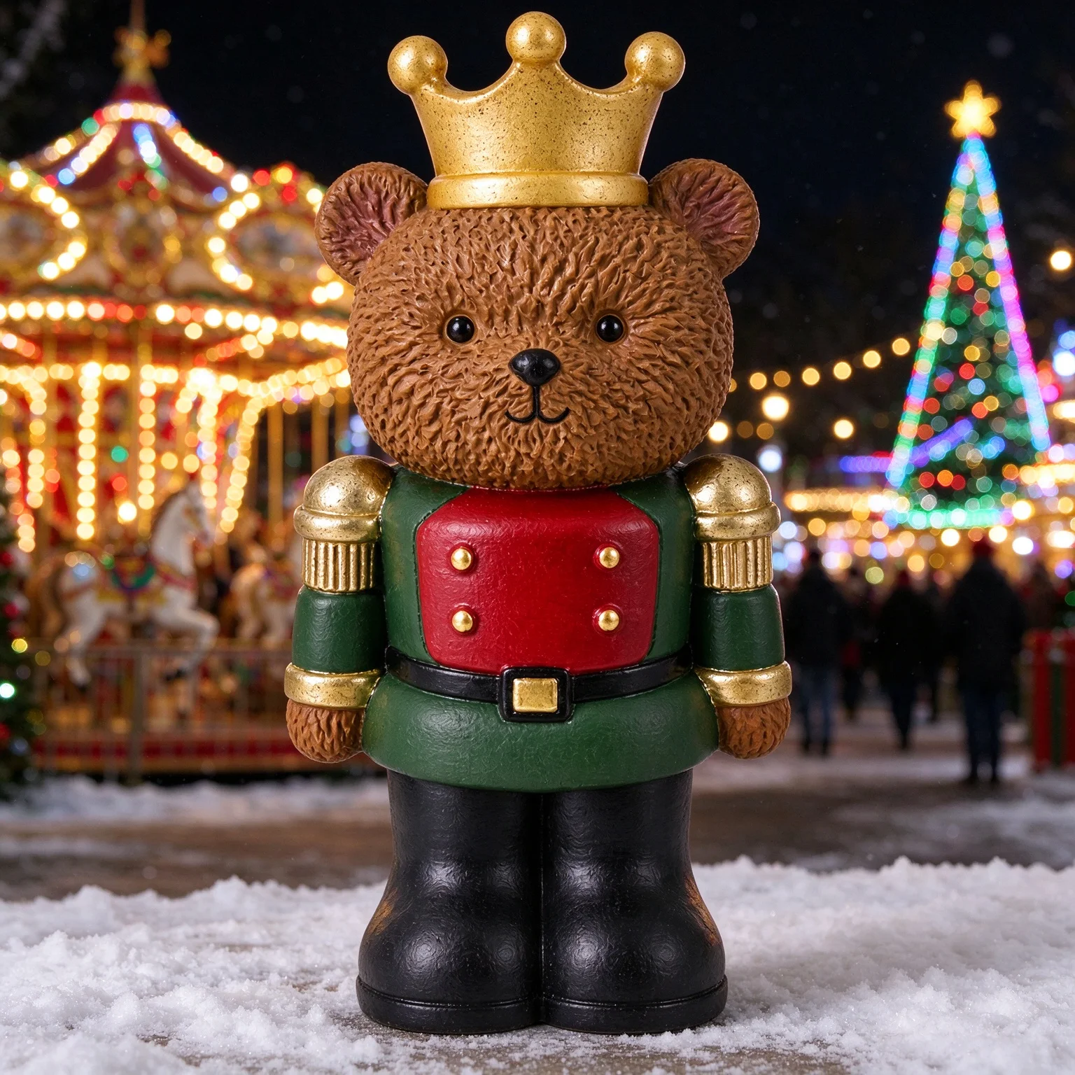 Crown Bear Nutcracker Figurine Resin Statue Christmas Tabletop Ornament Home Living Room Bookshelf Indoor Holiday Decor