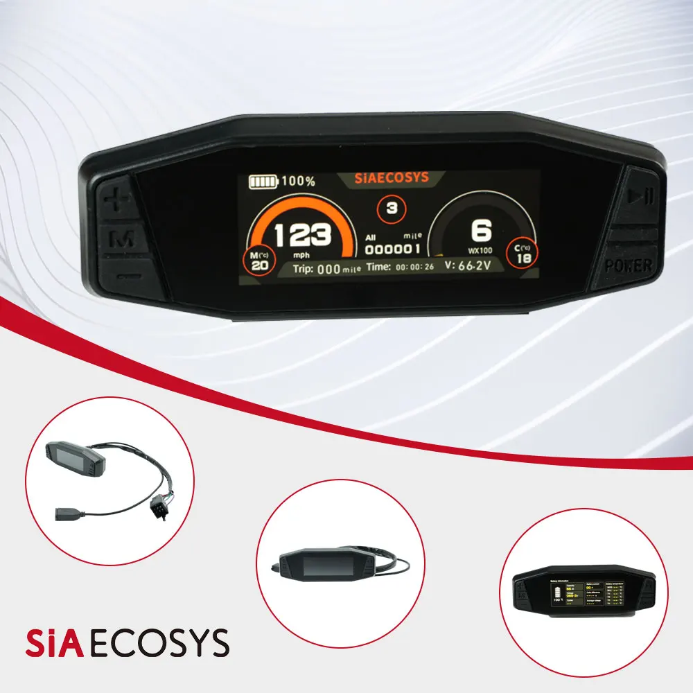 

SiAECOSYS 3.13inch TFT SCJ313 Speedometer CAN BUS and One-Lin for Electric Bike Long Gauge Adjustable