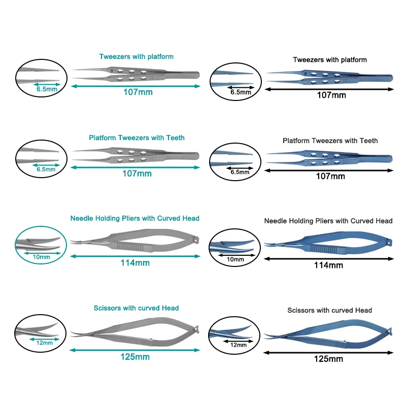 

4pcs/set Ophthalmic Forceps Tweezers Needle Holders Scissors Stainless Steel/Titanium Alloy Ophthalmic Instrument Autoclavable