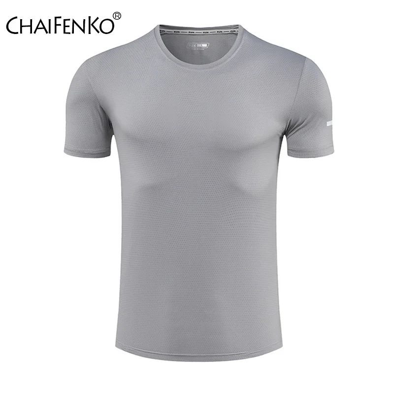 Outdoor Run Fitness Marathon Men Motion Tops New Breathable Elasticity Quick Drying T Shirt Summer Fashion Ice Silk T Shirt Men