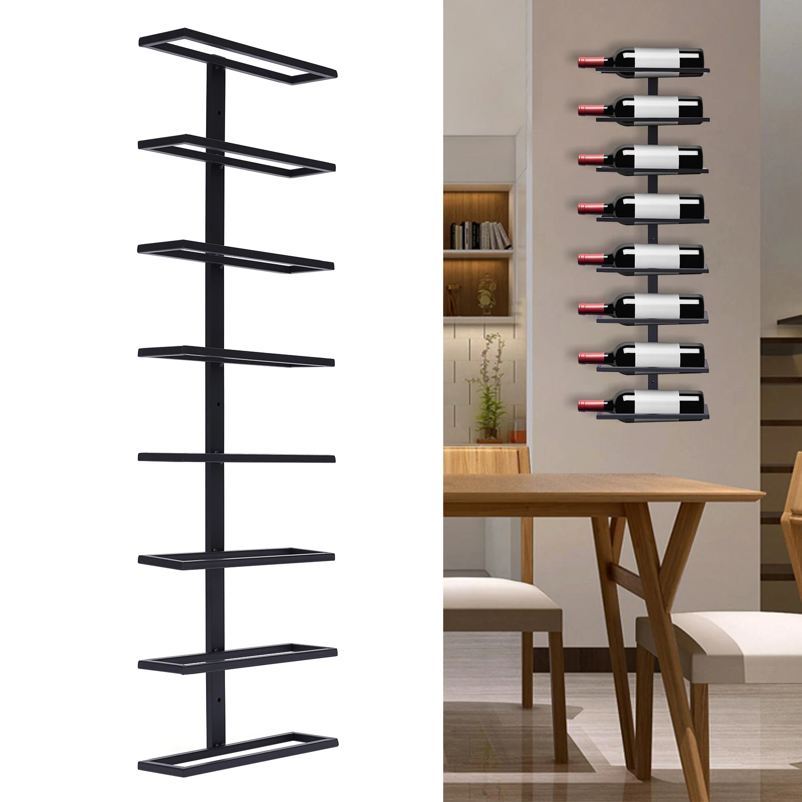 

Wall Wine Rack, Vintage Wall Mounted Wine Rack, 8-Tier Vertical Wine Rack, Wine Rack Wall Mounted, Wine Storage Holder