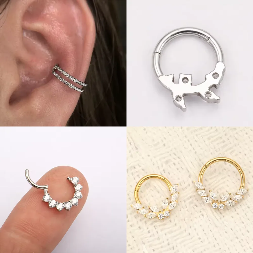 F136 Titanlegierung, hochwertiger Luxus-Ohrring mit Scharnier, modischer und eleganter Stil, Nasenseptum-Ring, Körperpiercing-Schmuck – Detail 5