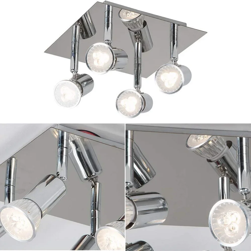 4 enchufes GU10 giratorios, foco de luz de techo blanco cálido, foco de techo LED, luz de techo moderna