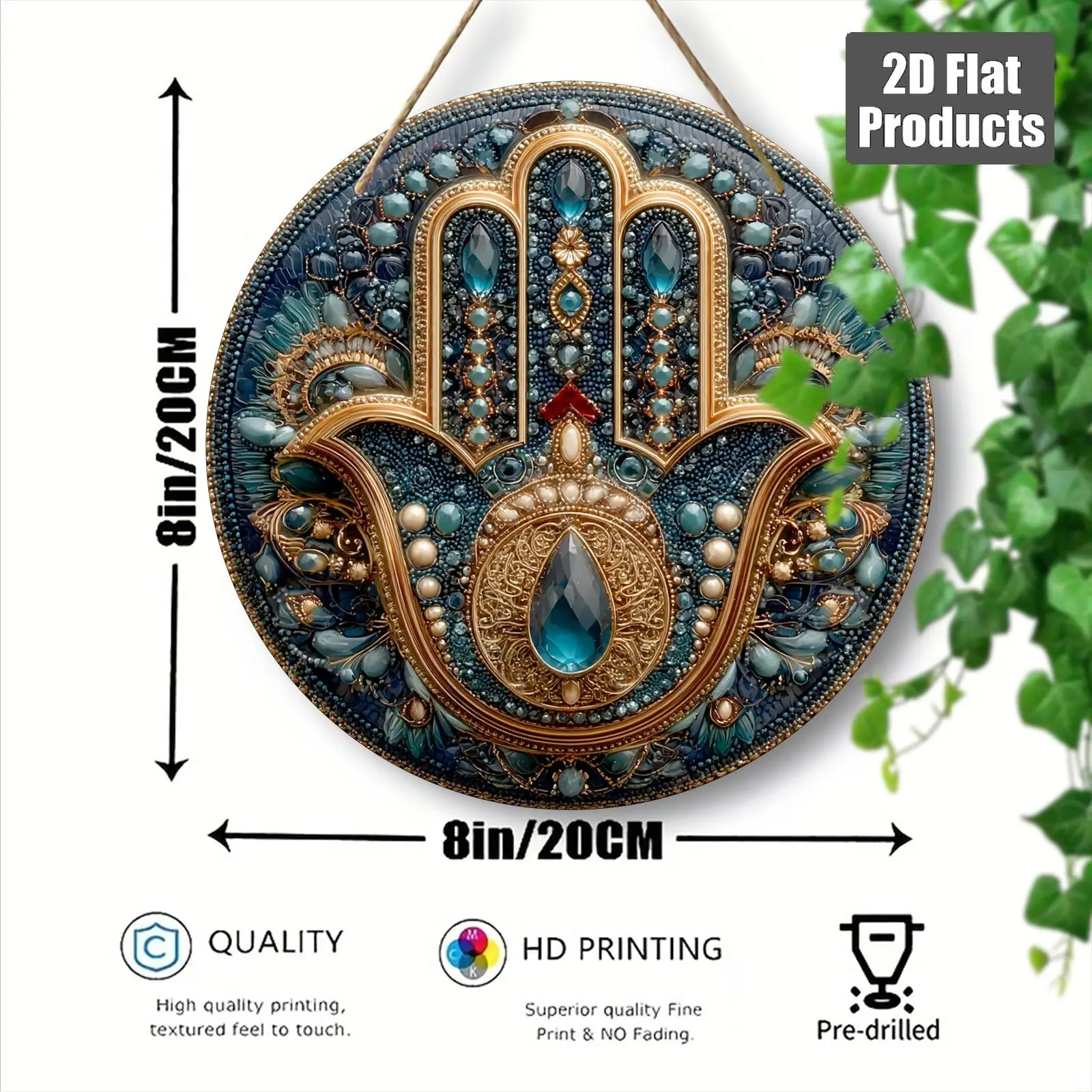 CIFbuy Vintage Aluminum Wall Art Waterproof Hamsa Sign For Home Bar Cafe Indoor Outdoor Living Room Room Decor