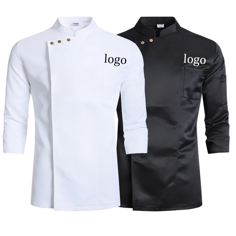 Custom Design Logo Name Workwear Chef's Coat for Kitchen Restaurant Hotel Catering Baking Food Cooking Uniform Long Sleeve