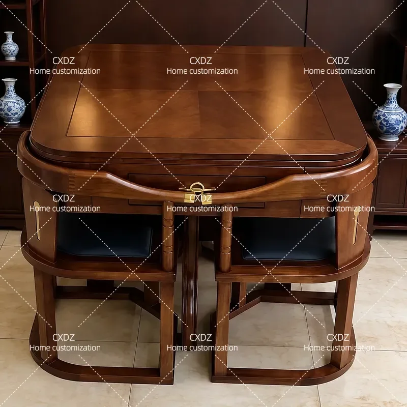 New Chinese Style Solid Wood Mahjong Machine Automatic Household Dining Table Dual Purpose Integrated Silent Electric Mahjong