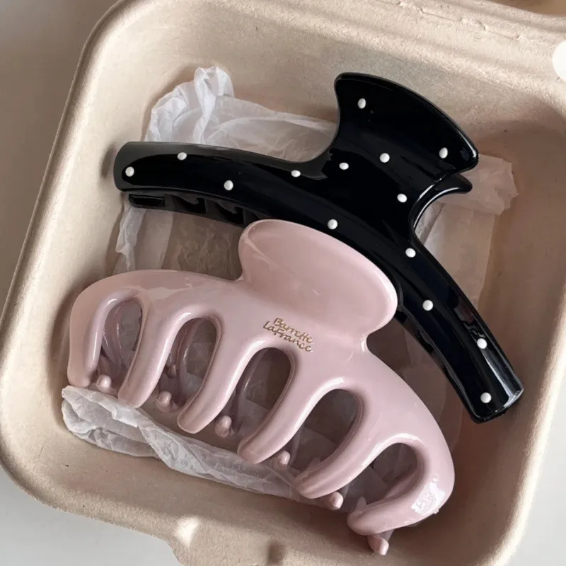 Korean Large Size Acrylic Dragon Bone Shark Hair Clip French Style Polka Point Arc Back of Head Hair Claw Clamp Hair Accessorie
