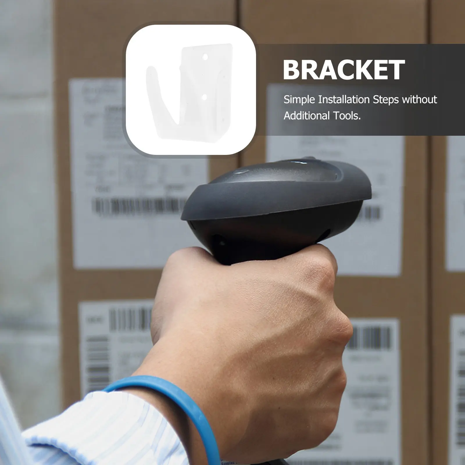 Universal Scanner Holder Wall Mount Bracket Adjustable Angle Height for Handheld Label Readers Desktop Office Warehouse Use