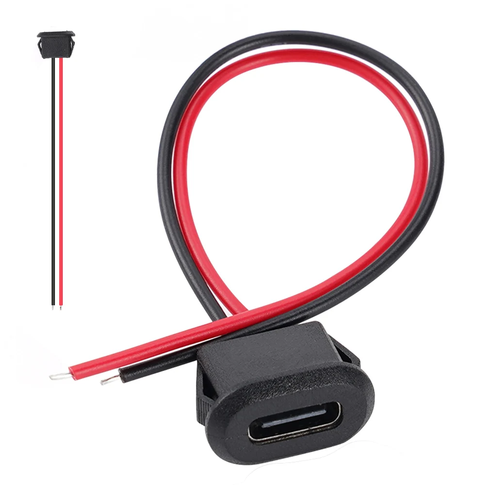 

1/3/5/10 шт. USB Type-C разъем с 2 контактами, овальный водонепроницаемый штекер для зарядки с проводом, быстрая зарядка 2.0