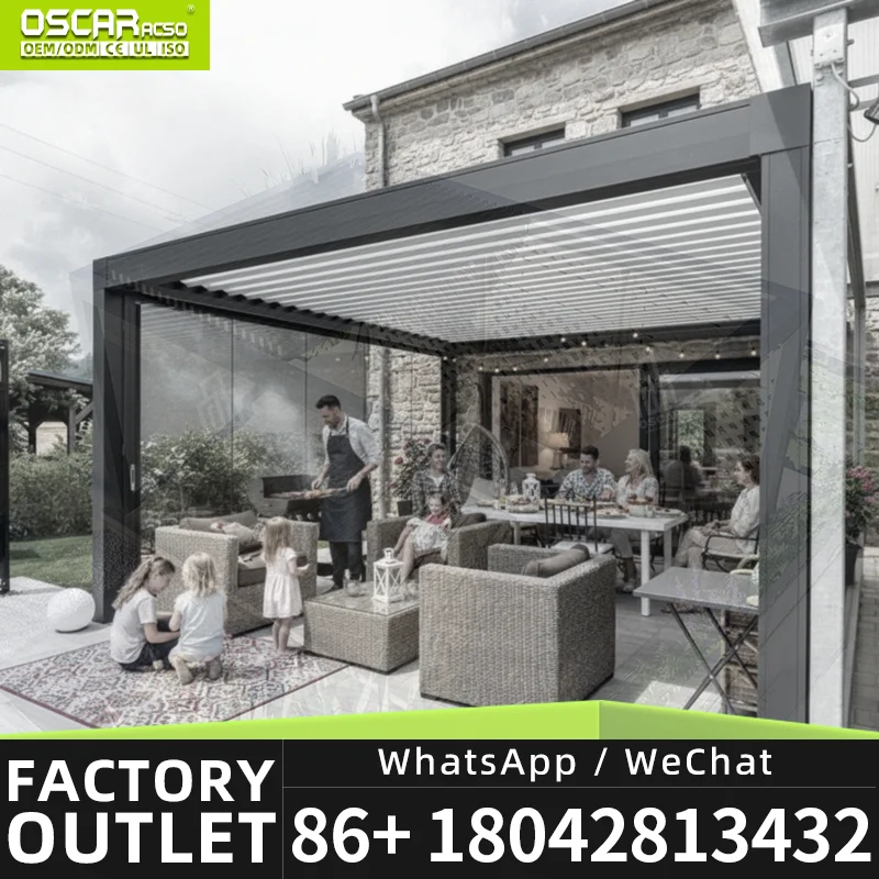 Motorized Adjustable Louvered Pergola Outdoor Patio Gazebo for Backyard Garden Poolside Sun Shading pergola