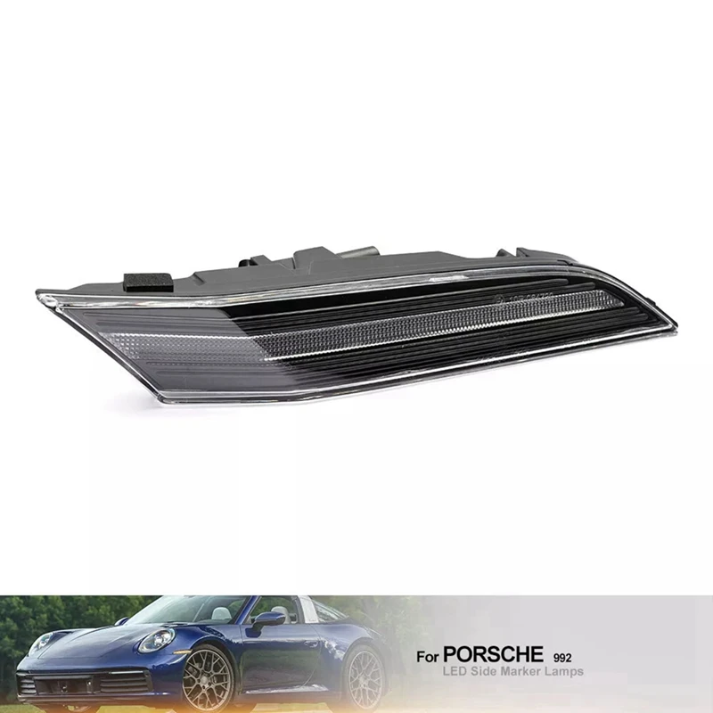 Автомобильный прозрачный линз с последовательностью светодиодный боковой габаритный фонарь для Porsche 911 992 2019 + европейский стиль 992953041 C 992953042 C