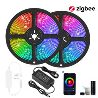 Tuya Zigbee RGB LED Strip 12V 1m 2m 3m 4m 5m 10m Dimmable Lamp Waterproof Lights Band Kit Smart Life APP fr Alexa Home assistant