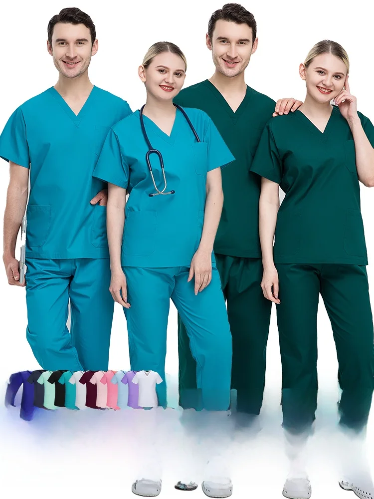 Plus Size Farbe Polyester Baumwolle Work orm ort Sve Surgical Dental Damen Scrub Top Laborkittel Medical orm