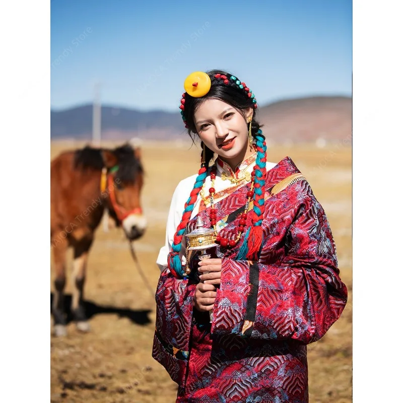 Tibetan Dance Costume for Women New 2025 Tibetan Robe Khampa Style Noble Tibetan Dress Performing Arts Garment Spring Collection