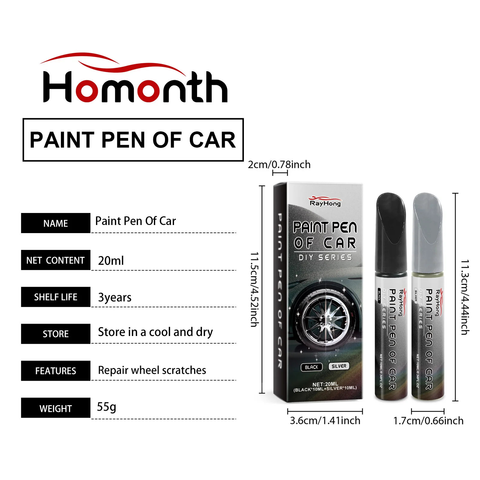 Car Wheel Hub Scratch Repair Pen Wheel Coating Agent Effectively Pprotect The Surface of Metal, Aluminum, and Steel Wheel Rims