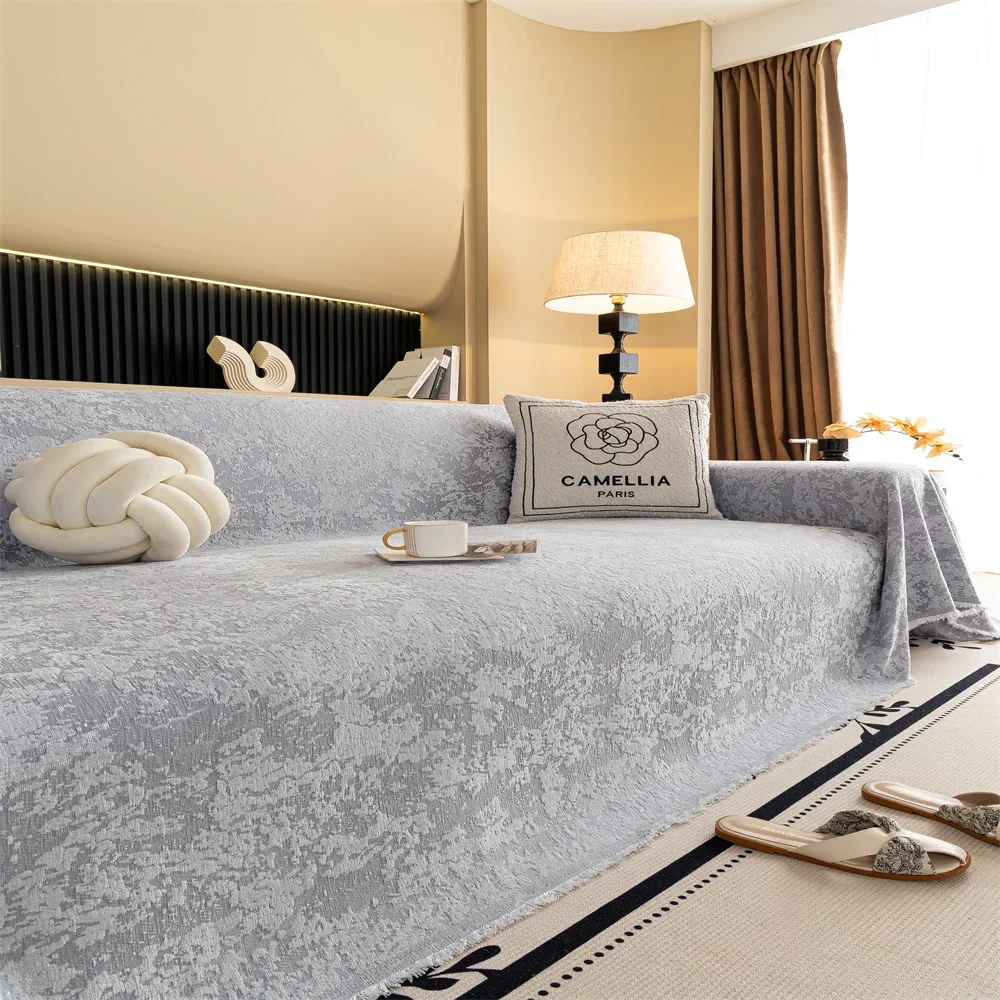 New Sofa Cover Cloth 2025 Cotton Wool Jacquard Cream Wind Sofa Cushion Four Seasons Cover Blanket Sofa Towel Cover