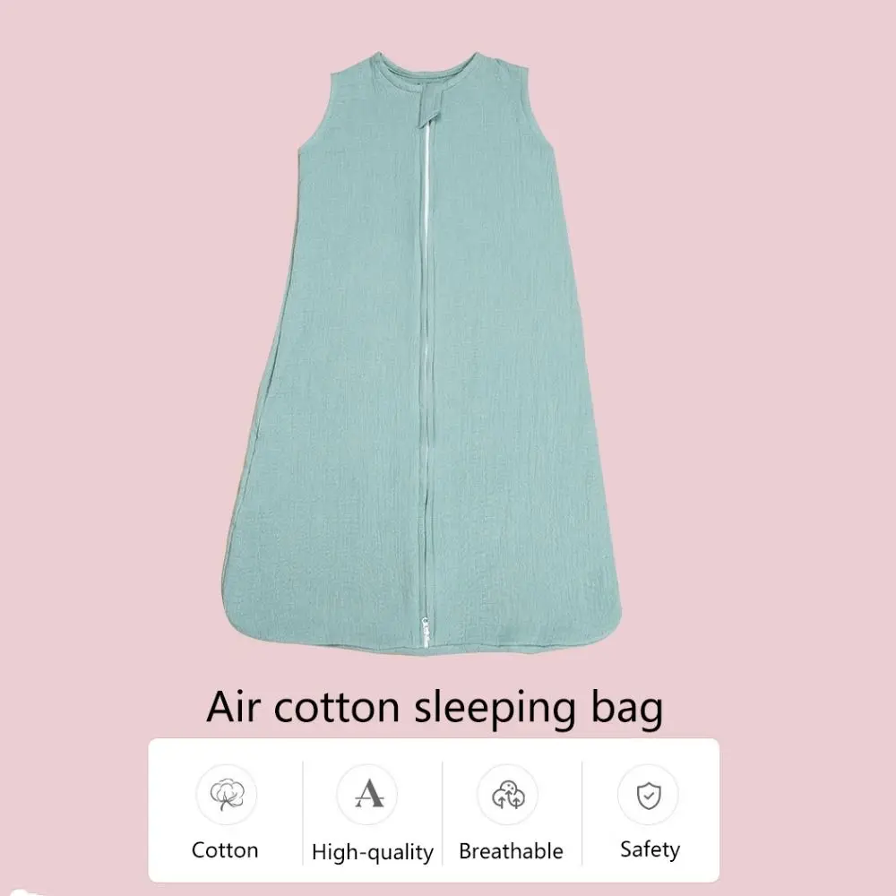 Cotton Baby Sleep Sack Soft Lightweight 2-Ways Zipper Diaper Cocoon 0-12 Months Sleeveless Infant Sleep Bag Summer