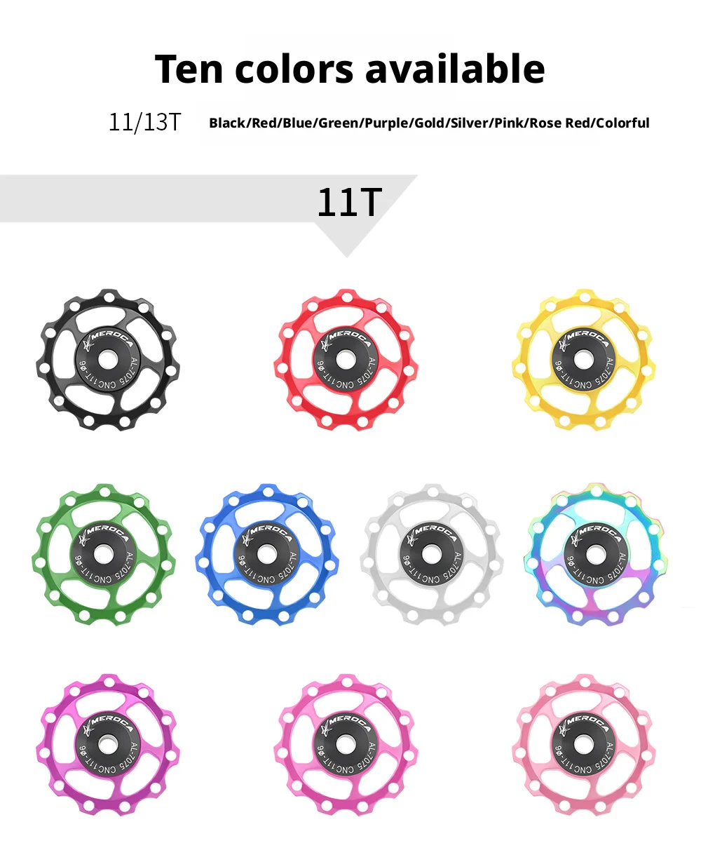 11T 13T Bicycle Pulley Rear Derailleur Multicolour MTB Road Bike Wheel Guide Bearing Jockey Pulley For Shimano Sram 4mm 5mm 6mm