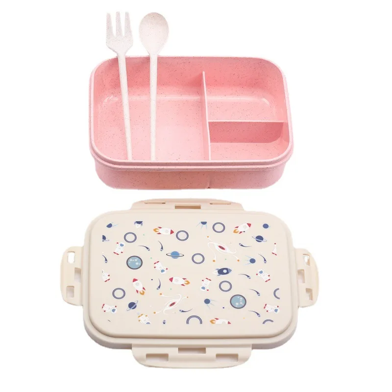 Snackbox Personalisierte Lunchbox für Kinder mit Namen, LOGO, Cartoon-Muster, Niedlichem Bild, Foto, inklusive Löffel und Gabel, aus Umweltfreundlichem Material, Geschenk – Detail 6