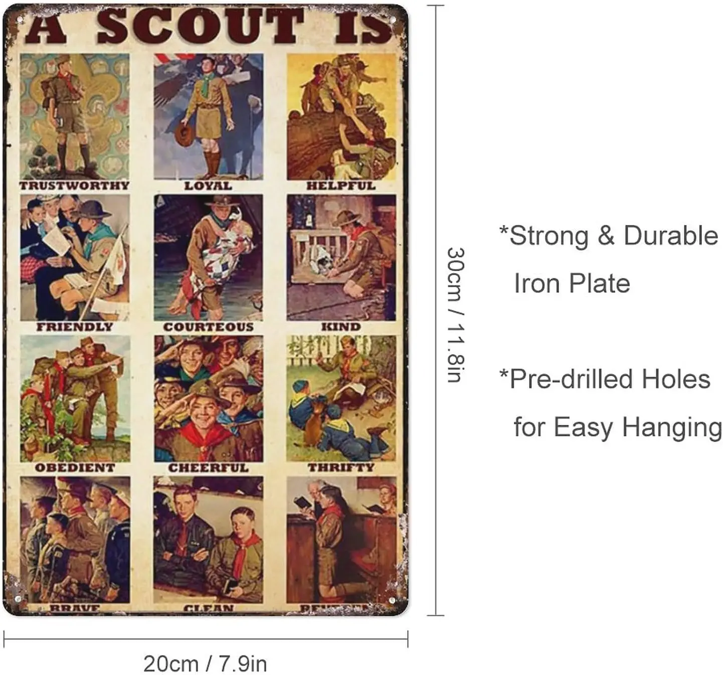 Tin Sign Metal A Scout Law Poster Wall Art 8X12 Inch Suitable For Home Bar Cafe Wall Decor