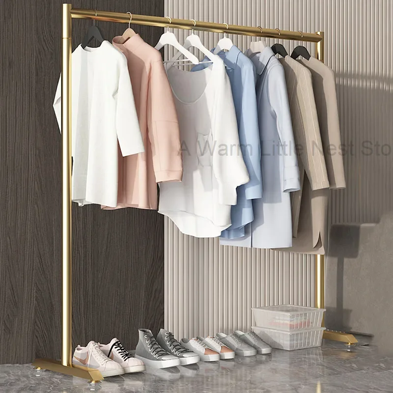 Metal Coat Racks Standing Clothing Gold Industrial Loft Clothes Hanger Modern Entrance Hallway Design Perchero Furniture OA50CR