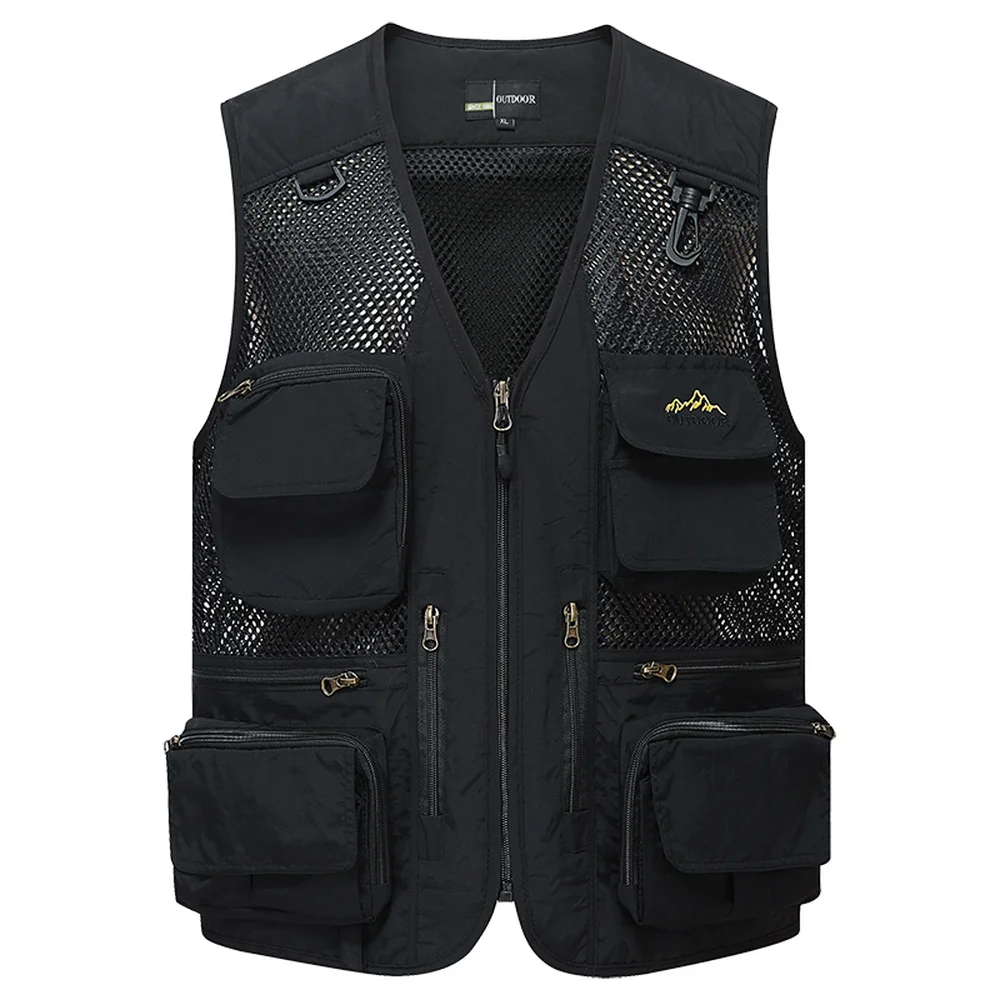 Mesh Breathable Detachable Fishing Vest Men\'s Multi Pocket Photographer Vest Travel Sleeveless Jacket