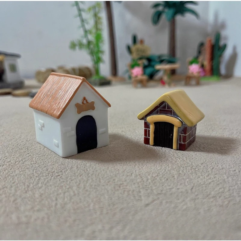 Emulation Miniature Small House Golden Retriever Dog House Bone Dog Food Sand Table Prop Model Decoration Ornament