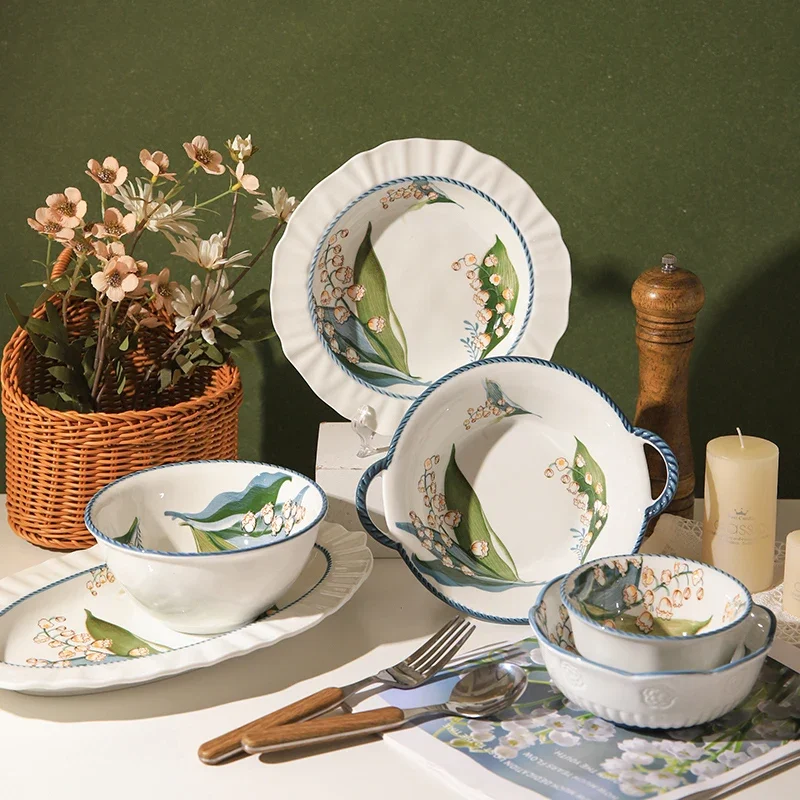 

Bell Orchid Tableware, Ceramic Rice Bowls, Dishes, Soup Bowls, Fish Plates, Dishes, Household Utensils