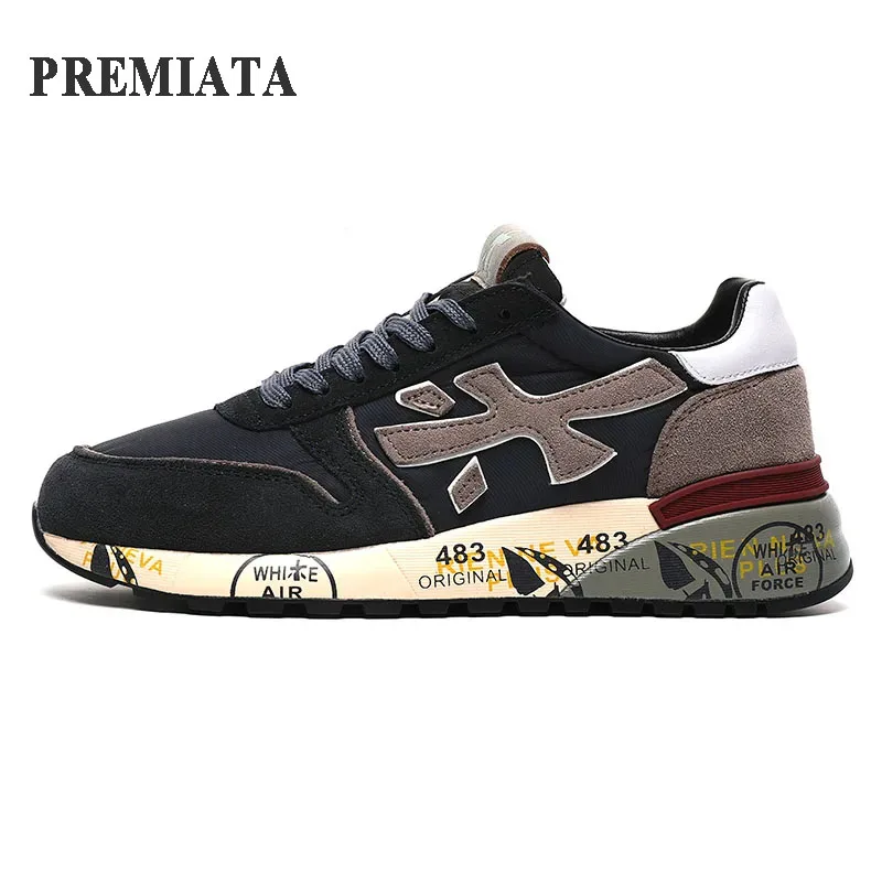 PREMIATA sepatu pria Fashion luar ruangan olahraga kasual desain bernapas tahan air Multi Warna elemen tren Lace-up Sneakers pria