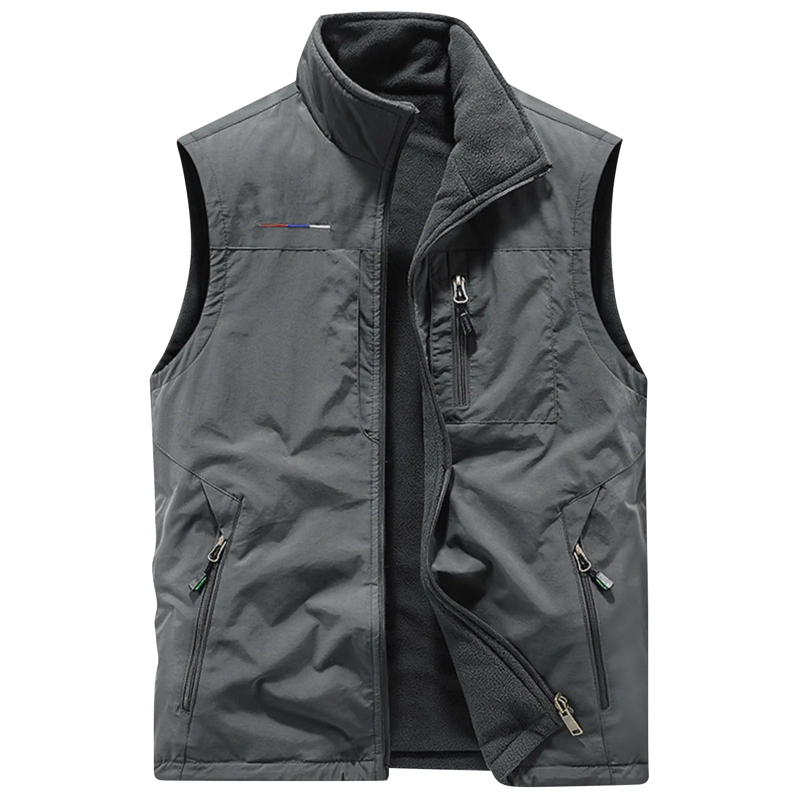 

2025 Winter Men Fleece Warm Sleeveless Jackets Vest Workwear Jacket Casual Male Vest Windproof Waistcoat Outdoor Workwear