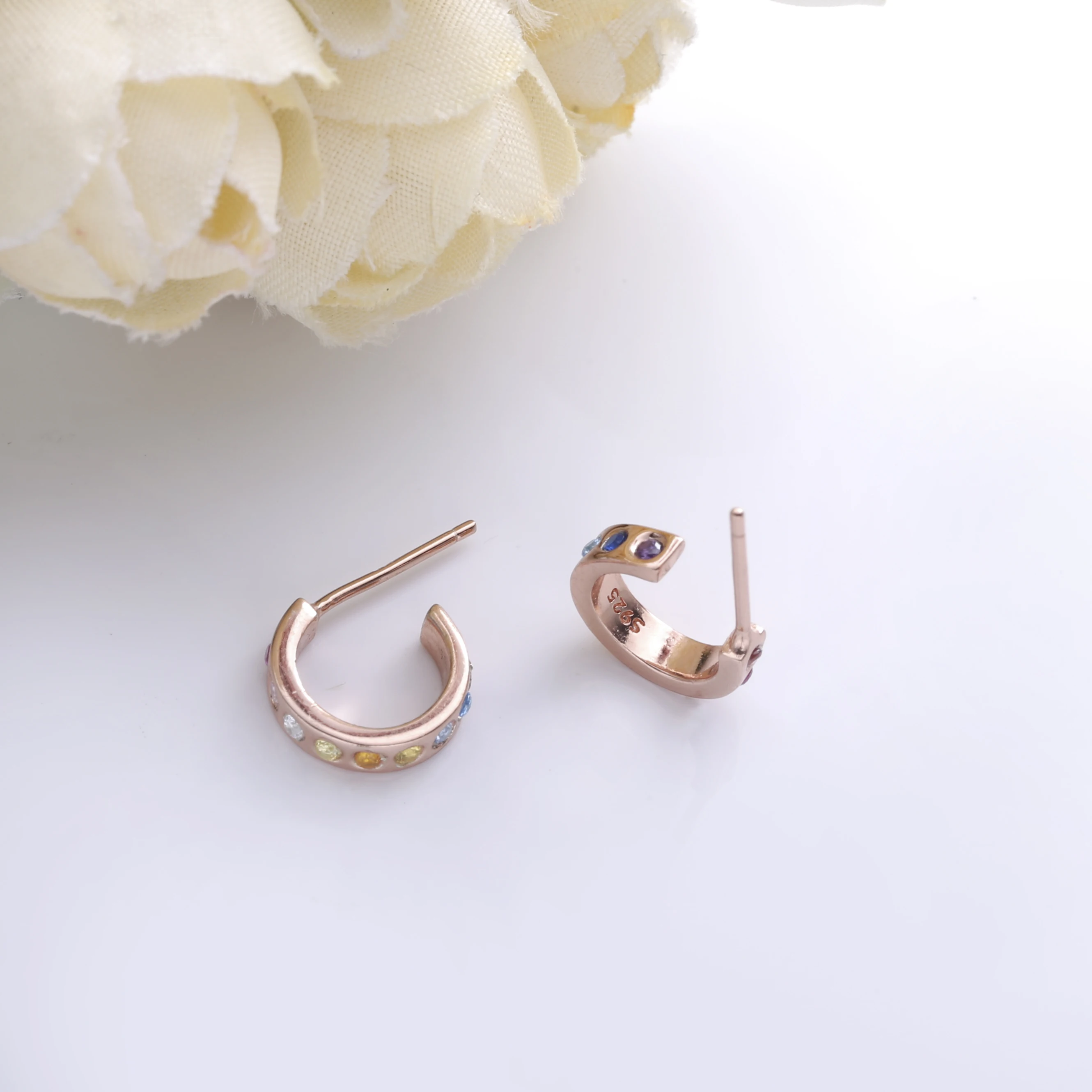 SHADOWHUNTERS 925 فضة قوس قزح وأقراط الوردي الملونة حجر للنساء جودة عالية فضة 925 مجوهرات #4