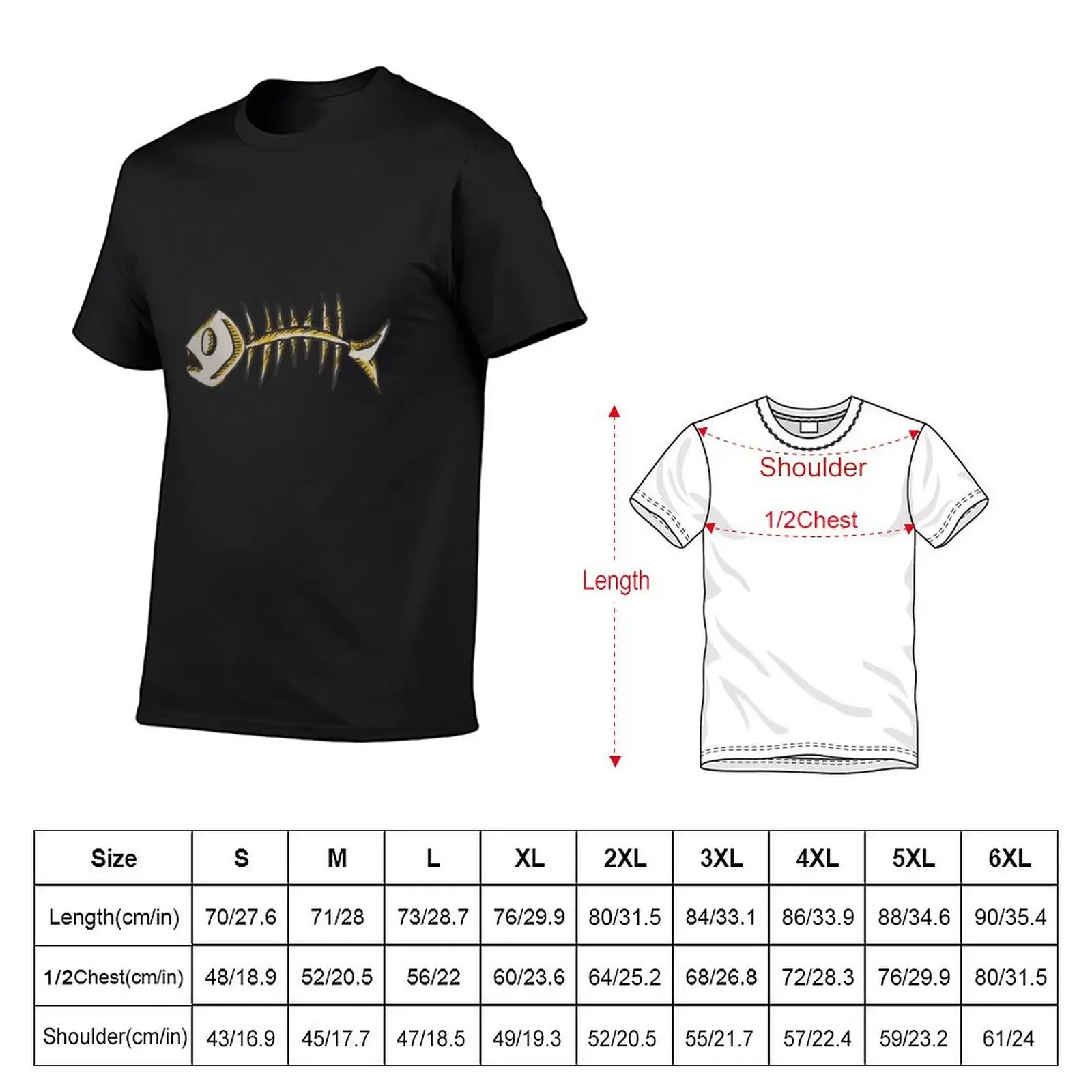 Shocked fish bone- yellow T-Shirt summer top summer tops baggy shirts shirts graphic t shirts for men