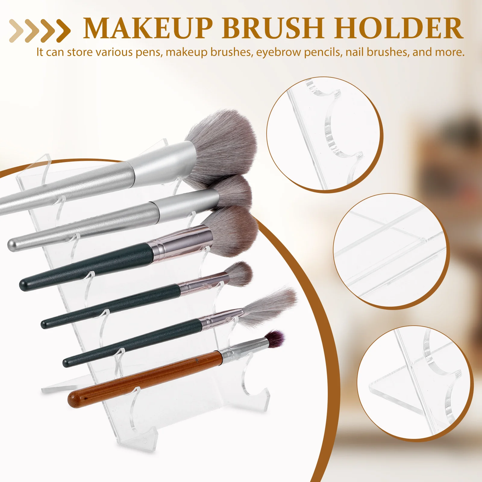 حامل قلم شفاف من الأكريليك، حامل عرض لفرش المكياج، منظم تخزين أنيق للمكتب المنزلي، حامل أقلام رصاص للمكتب #6
