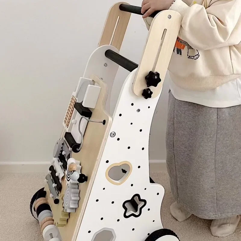 Peuterspeelgoed Houten kinderen Multifunctionele Walker Babypuzzel Druk bord Montessori Onderwijs Wiskundespeelgoed Zintuiglijke creatieve spellen