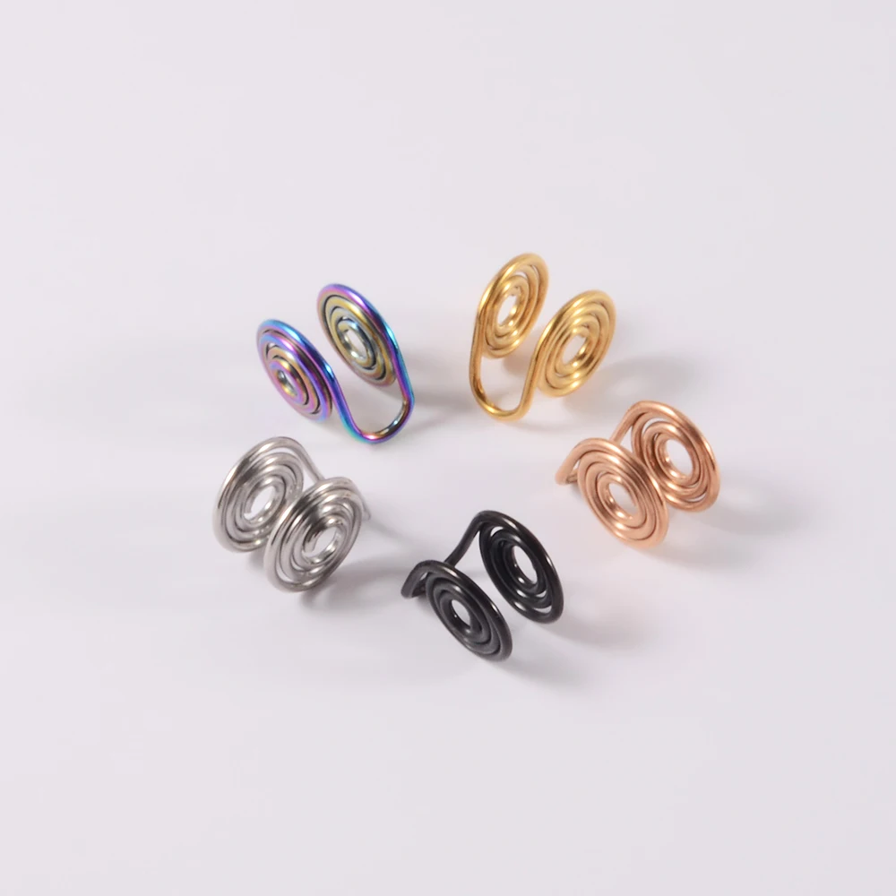 1/2/5PCS Stainless Steel Spiral Wire Wrapped Clip On Earring Non Pierced Ear Cuffs Fake Nose Ring Hoop Swelling Pressure Earring