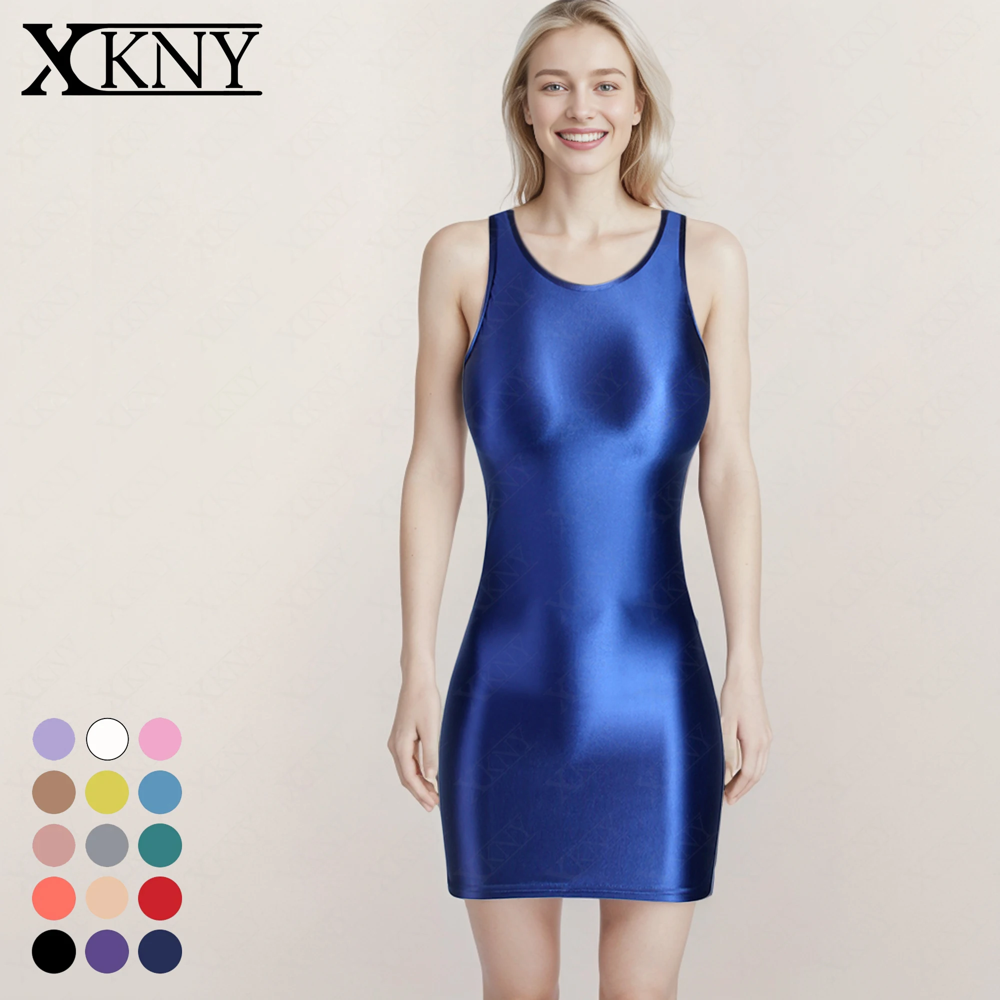 

XCKNY satin Glossy Hip Wrap Dress one-step skirt stretch silk slip tight skirt tank top skirt long skirt tight glossy dress