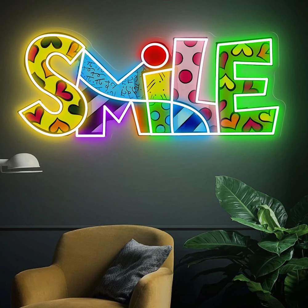 

Custom Art Neon Smile Face Neon Sign Led Neon Light Wall Decor Smiley Face Signs Bedroom Kids Room Wedding Decoration